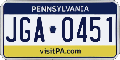 PA license plate JGA0451
