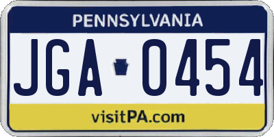 PA license plate JGA0454