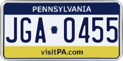 PA license plate JGA0455