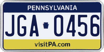 PA license plate JGA0456