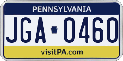 PA license plate JGA0460