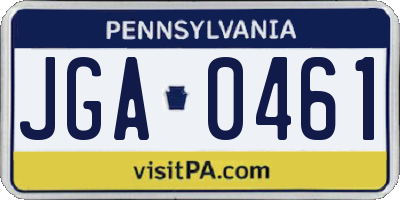 PA license plate JGA0461
