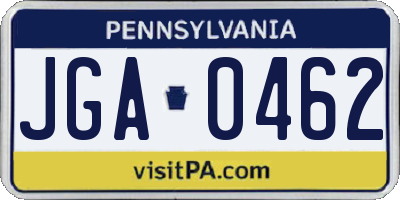 PA license plate JGA0462