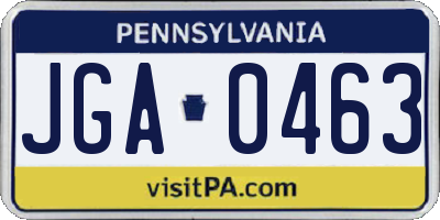 PA license plate JGA0463
