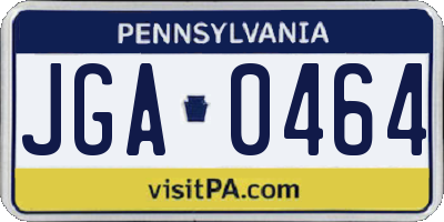 PA license plate JGA0464