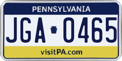 PA license plate JGA0465