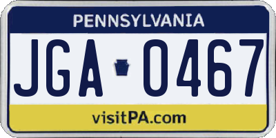 PA license plate JGA0467