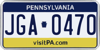 PA license plate JGA0470