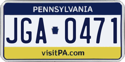 PA license plate JGA0471