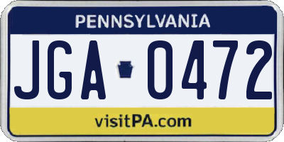 PA license plate JGA0472