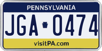 PA license plate JGA0474
