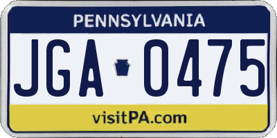 PA license plate JGA0475
