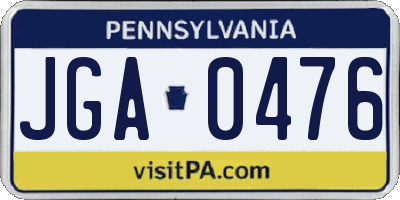 PA license plate JGA0476