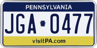 PA license plate JGA0477