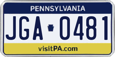 PA license plate JGA0481