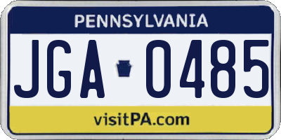 PA license plate JGA0485