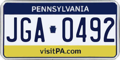 PA license plate JGA0492