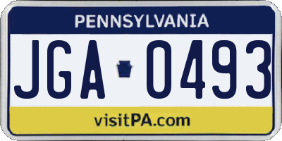 PA license plate JGA0493