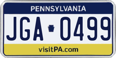 PA license plate JGA0499