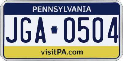 PA license plate JGA0504