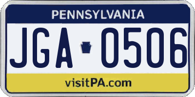 PA license plate JGA0506