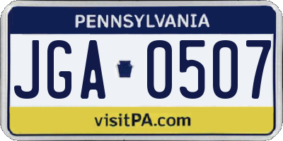 PA license plate JGA0507