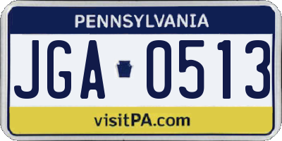 PA license plate JGA0513