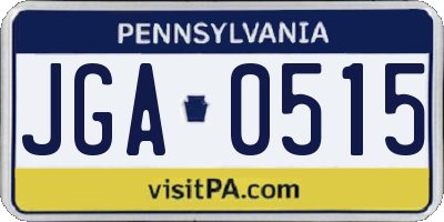 PA license plate JGA0515