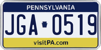 PA license plate JGA0519