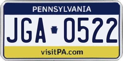 PA license plate JGA0522