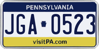 PA license plate JGA0523