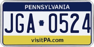 PA license plate JGA0524