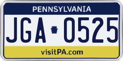 PA license plate JGA0525