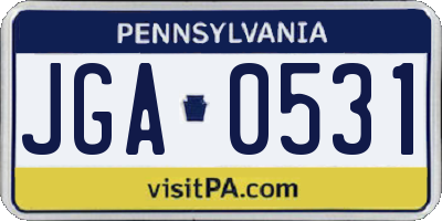PA license plate JGA0531