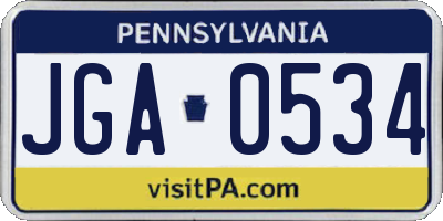 PA license plate JGA0534