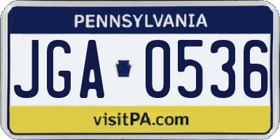 PA license plate JGA0536