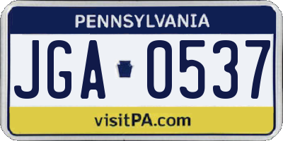 PA license plate JGA0537