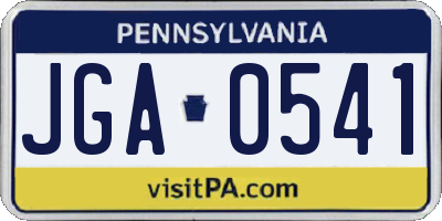 PA license plate JGA0541