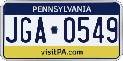 PA license plate JGA0549