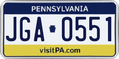 PA license plate JGA0551