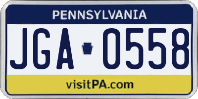 PA license plate JGA0558