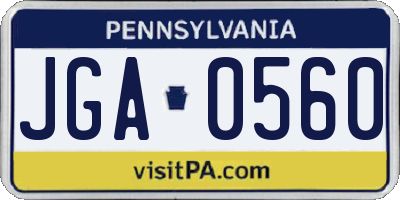 PA license plate JGA0560