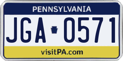 PA license plate JGA0571