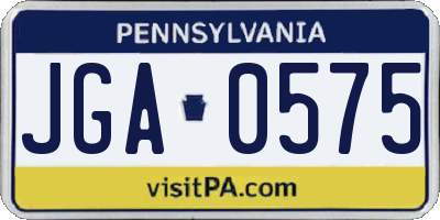 PA license plate JGA0575
