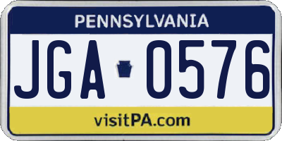 PA license plate JGA0576