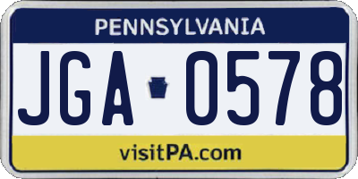 PA license plate JGA0578