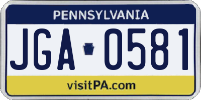 PA license plate JGA0581