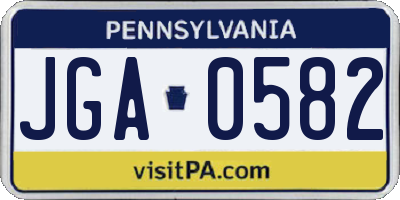PA license plate JGA0582