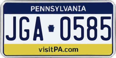 PA license plate JGA0585