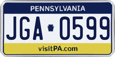 PA license plate JGA0599